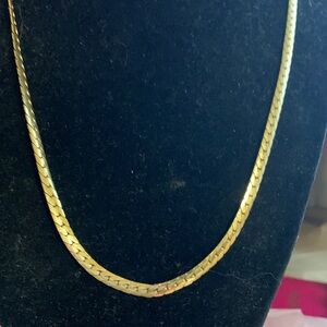 Gold Tone Herringbone Chain Necklace - Women's Jewelry